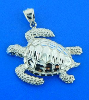 diamond cut sea turtle pendant