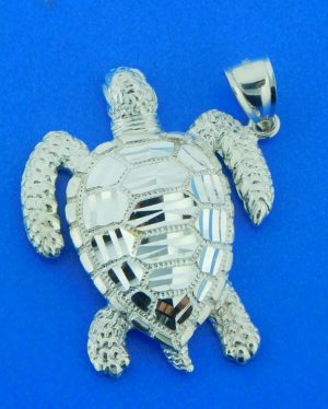 diamond cut sea turtle pendant