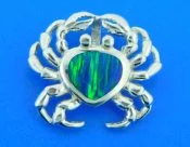 sterling silver crab slide with opal