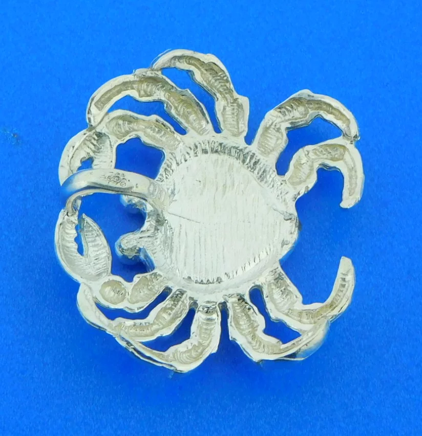 sterling silver crab slide with opal
