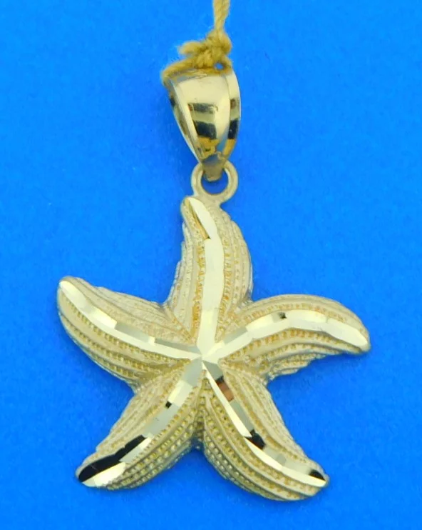 Starfish Pendant, 14K Gold 1 14k diamond-cut starfish pendant