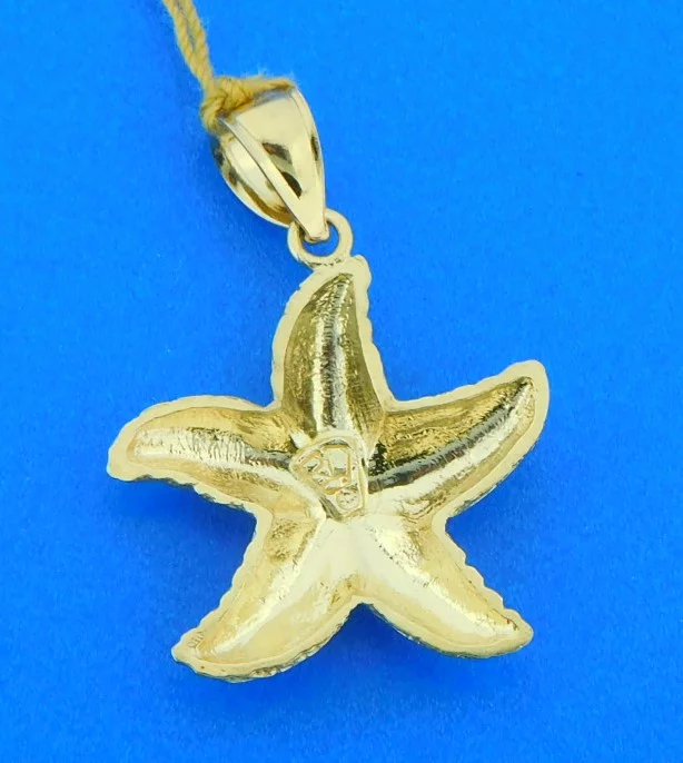 Starfish Pendant, 14K Gold 2 14k diamond-cut starfish pendant