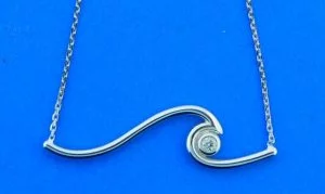 14k wave necklace white gold