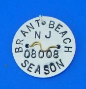 Brant Beach Beach Badge, Long Beach Island, Sterling Silver