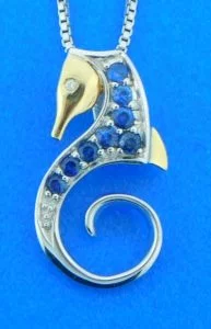 sterling silver seahorse pendant sapphires steven douglas