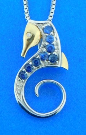 sterling silver seahorse pendant sapphires steven douglas