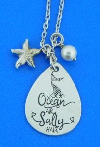 sterling silver ocean air salty hair necklace