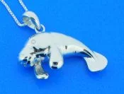 sterling silver manatee pendant