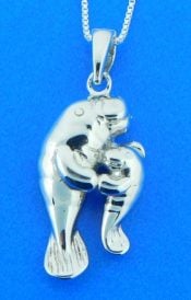 sterling silver manatee pendant