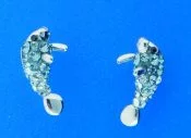 sterling silver manatee swarovski crystal earrings