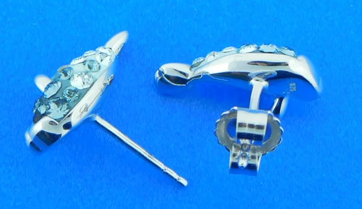 Manatee Earrings, Sterling Silver & Crystal 3 Manatee Earrings, Sterling Silver & Crystal - Image 3