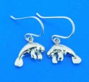 sterling silver manatee dangle earrings