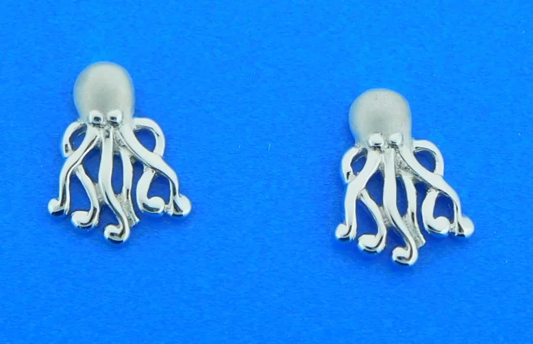 Octopus Earrings, Sterling Silver