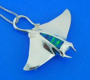 sterling silver manta ray slide pendant