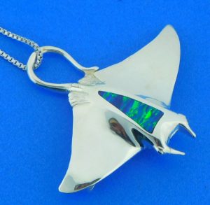 sterling silver manta ray slide pendant