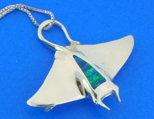 sterling silver manta ray slide pendant