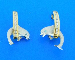 dolphin hoop earrings 14k 2-tone denny wong