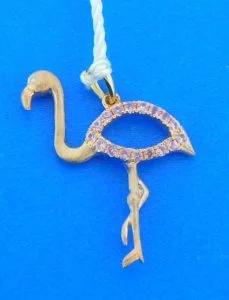 14k denny wong pink flamingo pendant