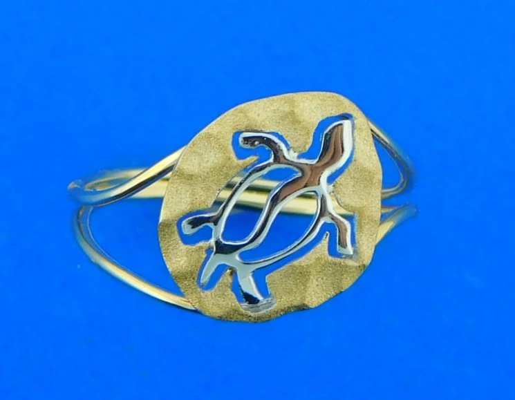 14k denny wong sea turtle ring 2-tone