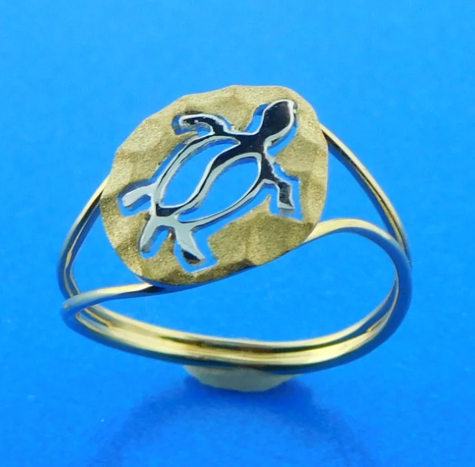 14k denny wong sea turtle ring 2-tone