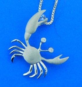 14k white gold crab pendant denny wong