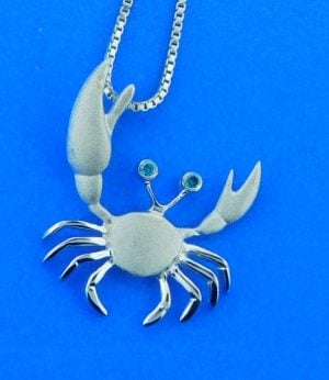 14k white gold crab pendant denny wong