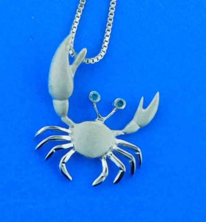 14k white gold crab pendant denny wong