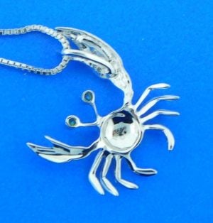 14k white gold crab pendant denny wong