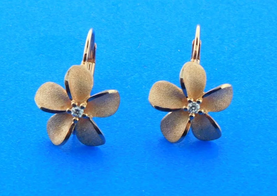Denny Wong Plumeria Lever Back Earring, 14K Rose Gold 1 rose gold plumeria denny wong earrings