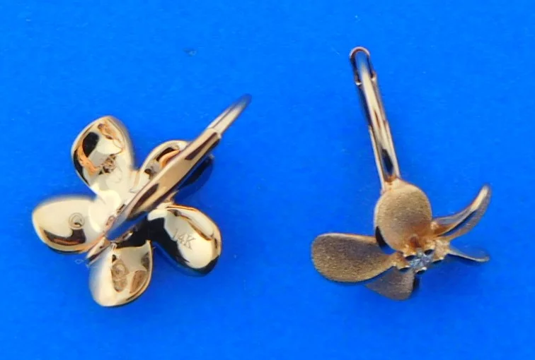 Denny Wong Plumeria Lever Back Earring, 14K Rose Gold 3 rose gold plumeria denny wong earrings