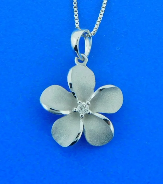 14k white gold denny wong plumeria pendant