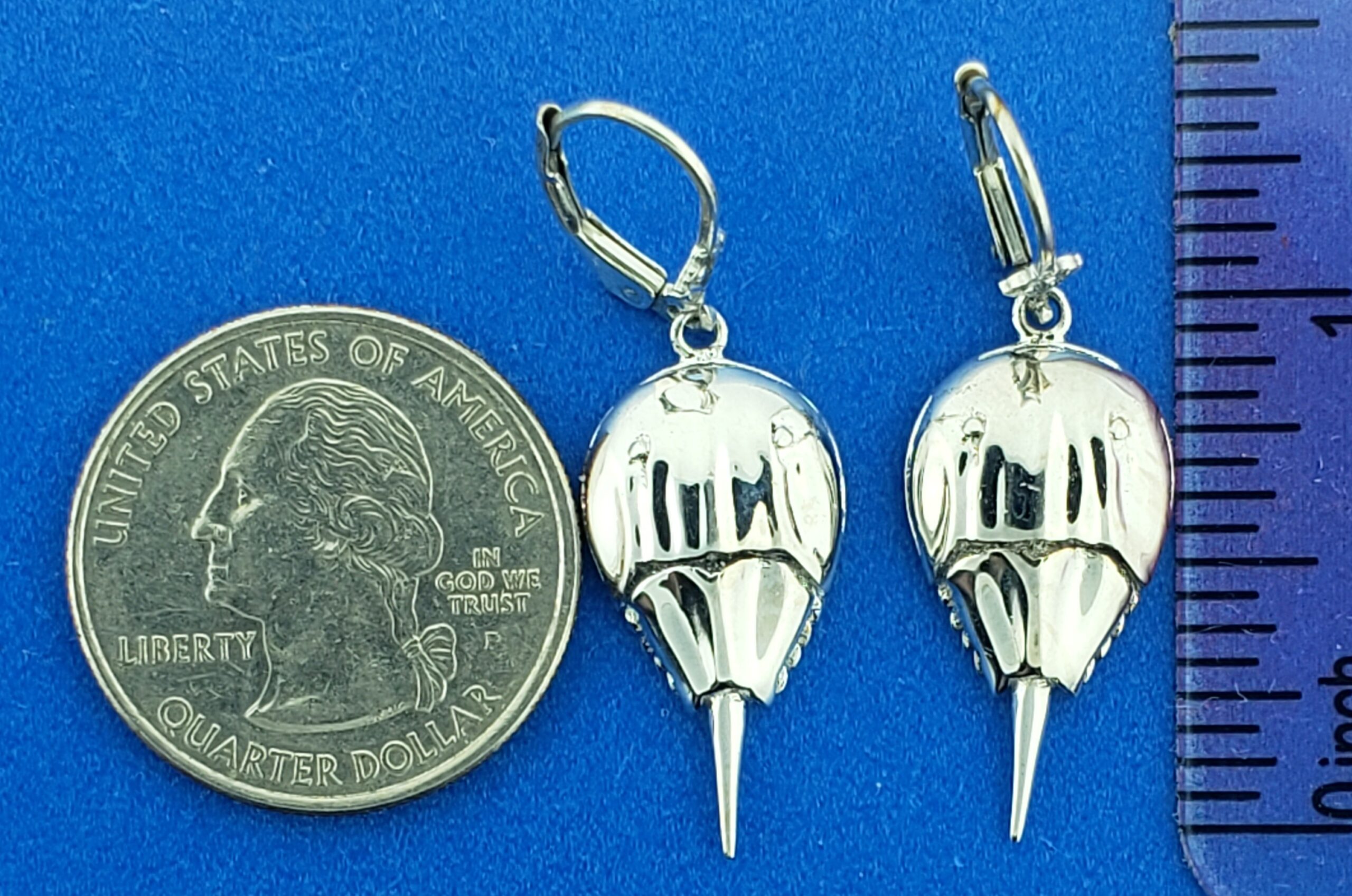 Horseshoe Crab Earrings, Sterling Silver 3 Horseshoe Crab Earrings, Sterling Silver - Image 3