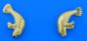 manatee earrings 14k yellow gold