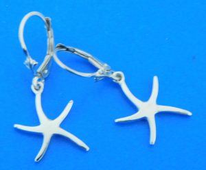14k white gold starfish dangle earrings