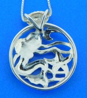 sterling silver mermaid starfish shell pendant