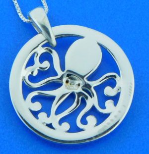 sterling silver octopus pendant