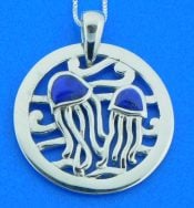 sterling silver jellyfish lapis pendant
