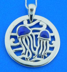 sterling silver jellyfish lapis pendant