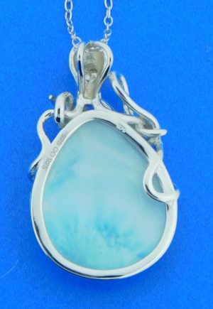 sterling silver octopus larimar pendant