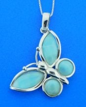 sterling silver butterfly larimar pendant