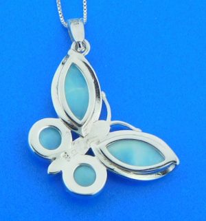 sterling silver butterfly larimar pendant