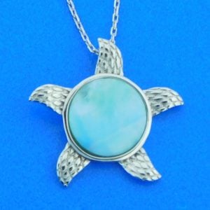 sterling silver starfish larimar pendant