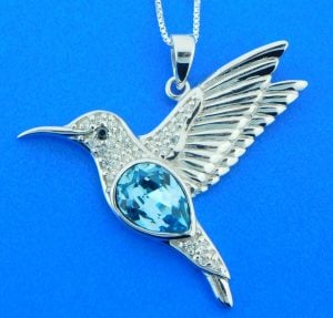 sterling silver hummingbird crystal pendant