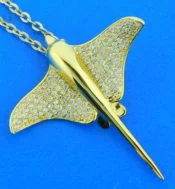 sterling silver gold plated manta ray pendant
