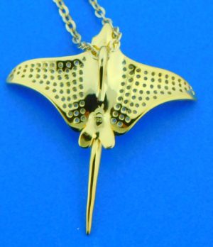sterling silver gold plated manta ray pendant