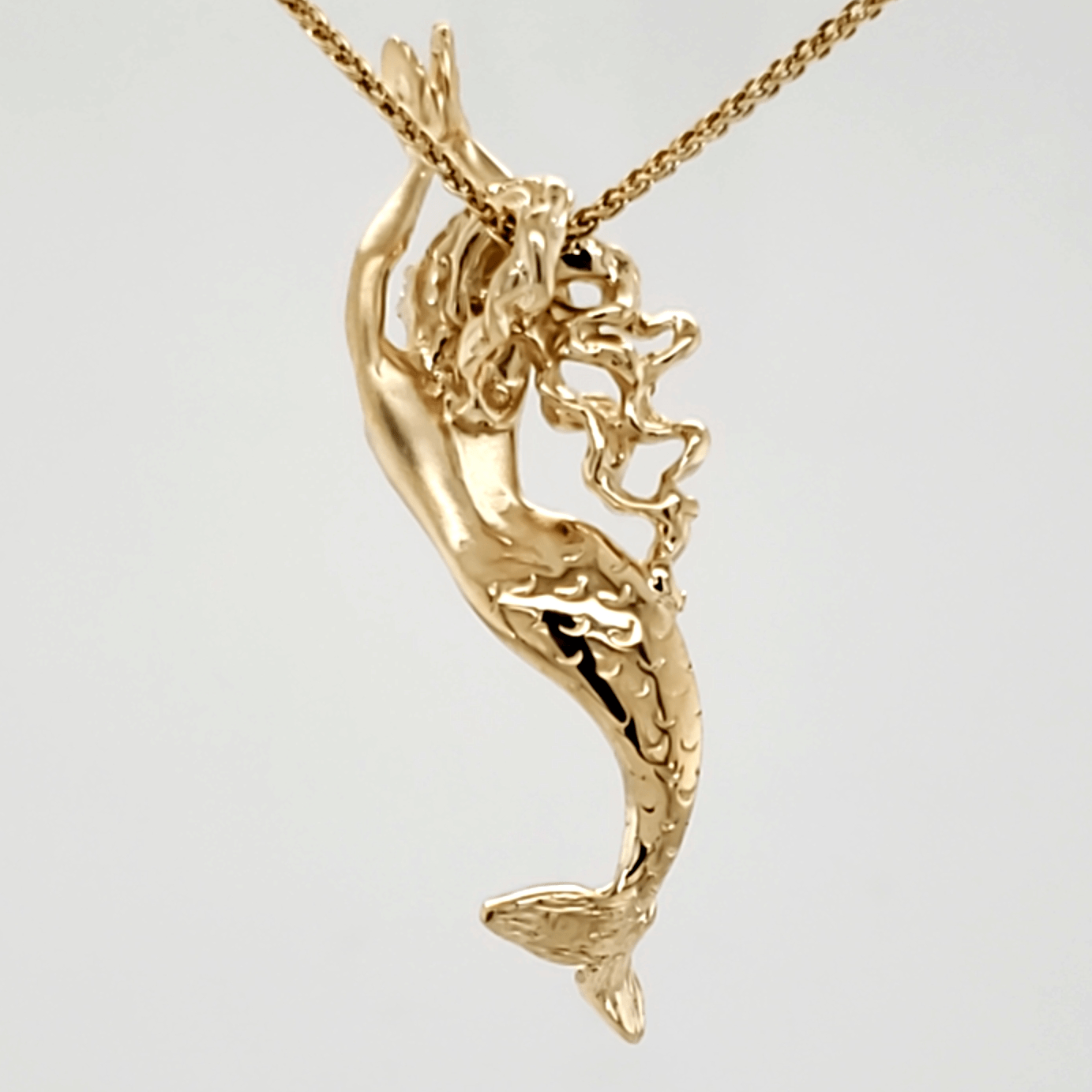 Goldie the Mermaid Pendant with Fresh Water Pear.