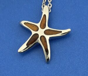 Alamea Starfish Pendant, Sterling Silver & Koa Wood