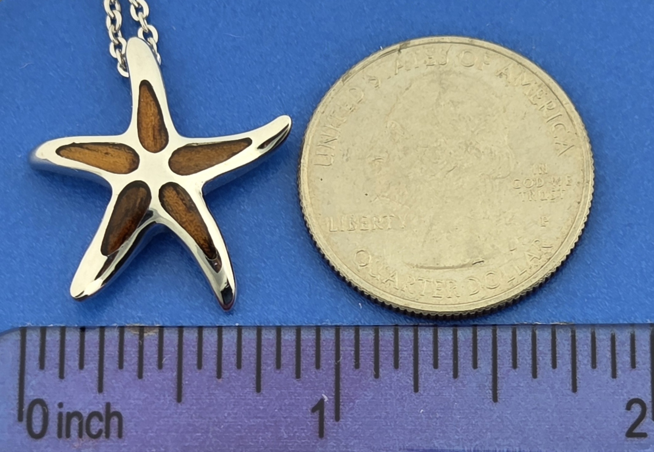 Alamea Starfish Pendant, Sterling Silver & Koa Wood 5 Alamea Starfish Pendant, Sterling Silver & Koa Wood - Image 5