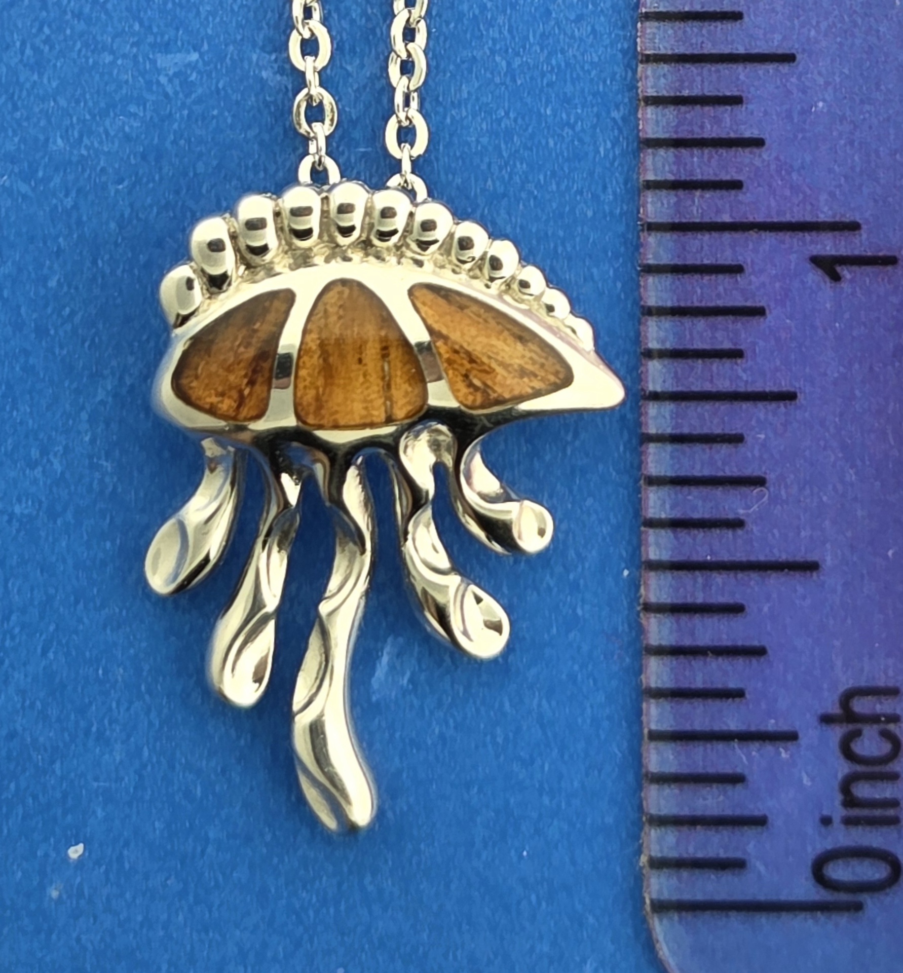 Alamea Jellyfish Pendant, Sterling Silver & Koa Wood 6 Alamea Jellyfish Pendant, Sterling Silver & Koa Wood - Image 6