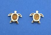 Alamea Honu Sea Turtle Earrings, Sterling Silver & Koa Wood